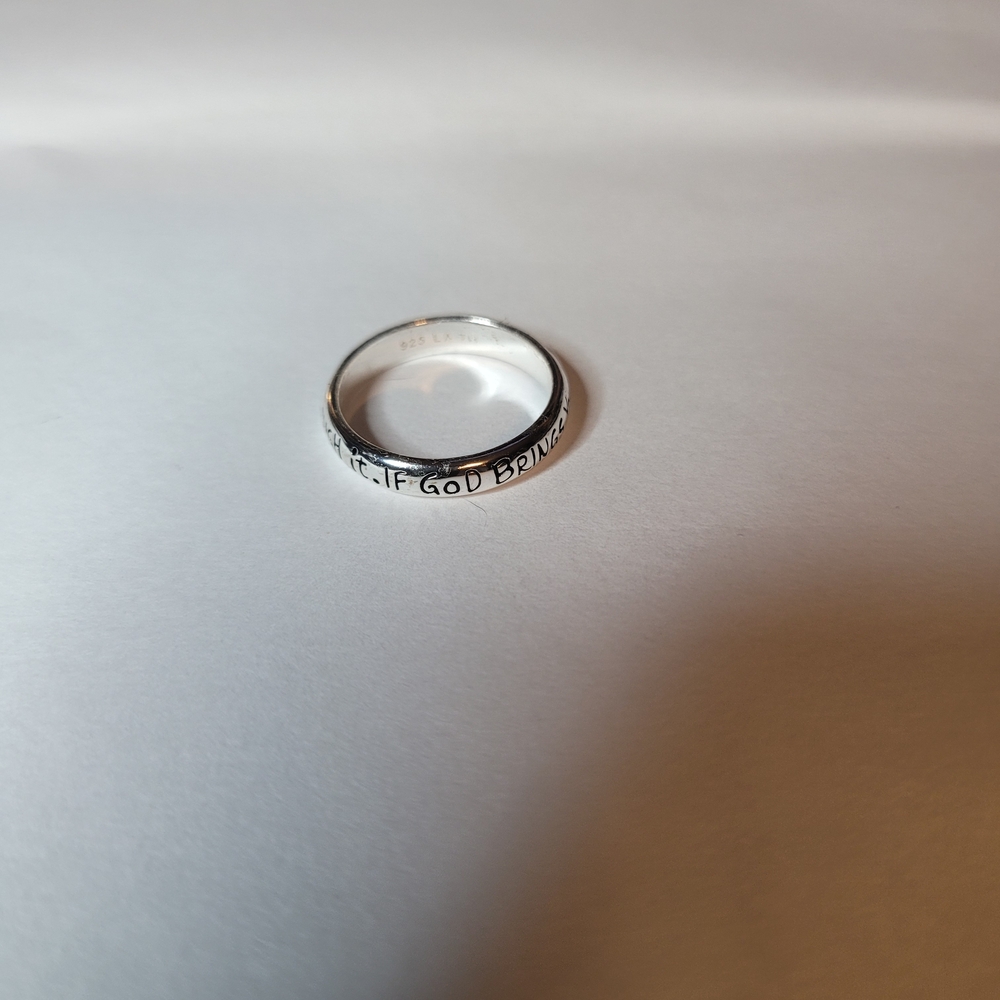 Silver Engraved Thin Band Ring - Picture 4 of 6